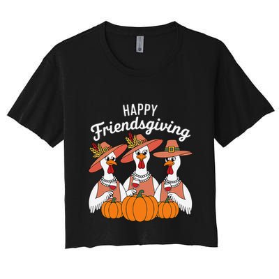 Happy Friendsgiving Thanksgiving Friends Matching Outfit Women's Crop Top Tee