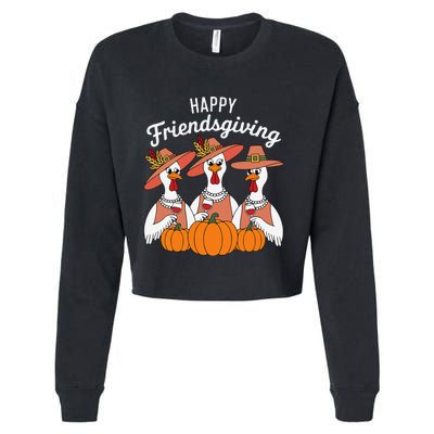 Happy Friendsgiving Thanksgiving Friends Matching Outfit Cropped Pullover Crew