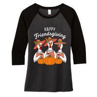 Happy Friendsgiving Thanksgiving Friends Matching Outfit Women's Tri-Blend 3/4-Sleeve Raglan Shirt