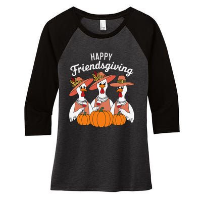 Happy Friendsgiving Thanksgiving Friends Matching Outfit Women's Tri-Blend 3/4-Sleeve Raglan Shirt