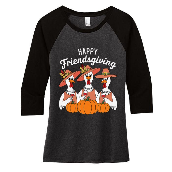 Happy Friendsgiving Thanksgiving Friends Matching Outfit Women's Tri-Blend 3/4-Sleeve Raglan Shirt