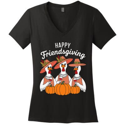 Happy Friendsgiving Thanksgiving Friends Matching Outfit Women's V-Neck T-Shirt