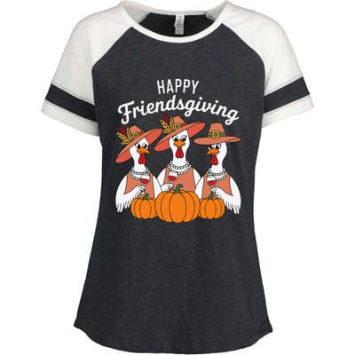 Happy Friendsgiving Thanksgiving Friends Matching Outfit Enza Ladies Jersey Colorblock Tee