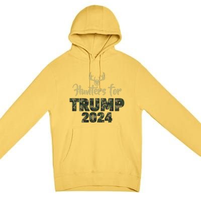 Hunters For Trump 2024 President Camouflage Deer Elk Antlers Premium Pullover Hoodie