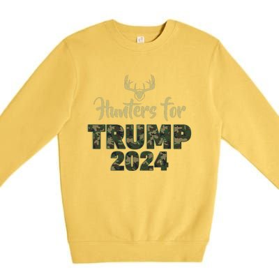 Hunters For Trump 2024 President Camouflage Deer Elk Antlers Premium Crewneck Sweatshirt