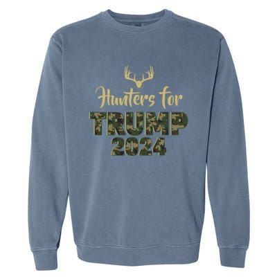 Hunters For Trump 2024 President Camouflage Deer Elk Antlers Garment-Dyed Sweatshirt