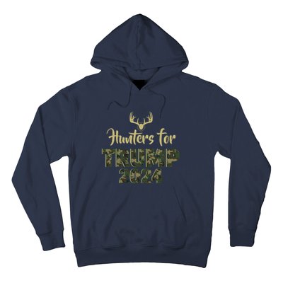 Hunters For Trump 2024 President Camouflage Deer Elk Antlers Hoodie