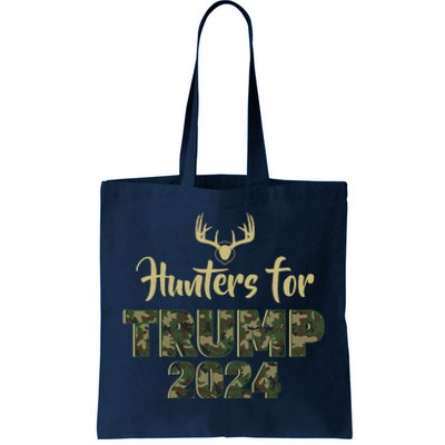 Hunters For Trump 2024 President Camouflage Deer Elk Antlers Tote Bag