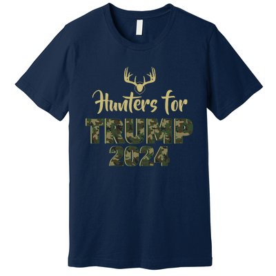 Hunters For Trump 2024 President Camouflage Deer Elk Antlers Premium T-Shirt