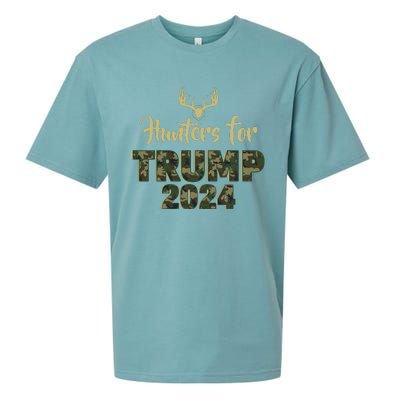 Hunters For Trump 2024 President Camouflage Deer Elk Antlers Sueded Cloud Jersey T-Shirt