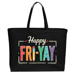 Happy Friyay Teacher Essentials Cotton Canvas Jumbo Tote