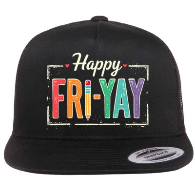 Happy Friyay Teacher Essentials Flat Bill Trucker Hat