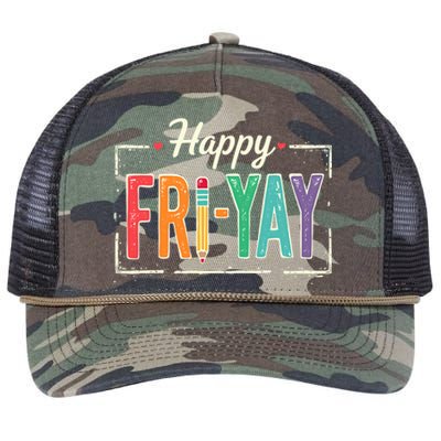 Happy Friyay Teacher Essentials Retro Rope Trucker Hat Cap