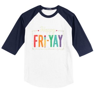 Happy Friyay Teacher Essentials Baseball Sleeve Shirt