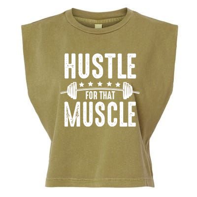 Hustle For That Muscle Workout Enthusiast Christmas Gift Garment-Dyed Women's Muscle Tee