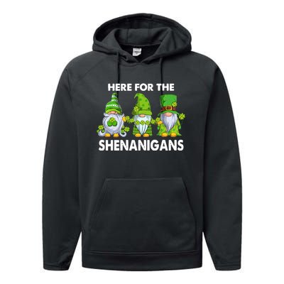 Here For The Shenanigans St Patrick's Day Holiday Lucky Gnome Performance Fleece Hoodie