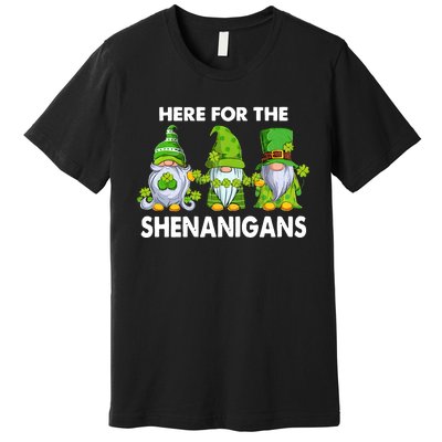 Here For The Shenanigans St Patrick's Day Holiday Lucky Gnome Premium T-Shirt