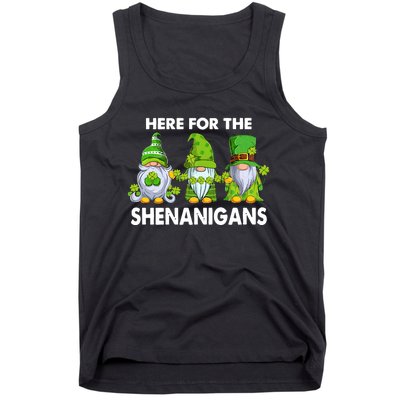 Here For The Shenanigans St Patrick's Day Holiday Lucky Gnome Tank Top