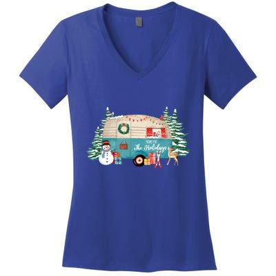 Home For The Christmas Holidays Rv Trailer Great Gift Women's V-Neck T-Shirt