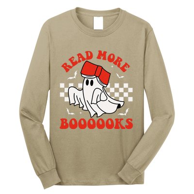 Halloween Funny Teacher Cute Booooks Ghost Read More Books Long Sleeve Shirt