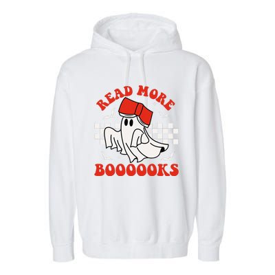 Halloween Funny Teacher Cute Booooks Ghost Read More Books Garment-Dyed Fleece Hoodie