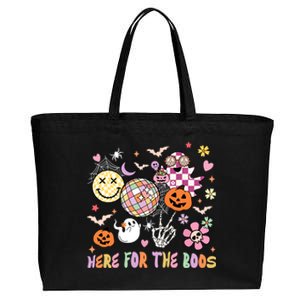 Here For The Boos Groovy Ghost Retro Disco Halloween Costume Gift Cotton Canvas Jumbo Tote