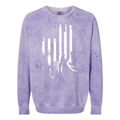 Hunting Fishing USA Flag American Themed Decor Colorblast Crewneck Sweatshirt