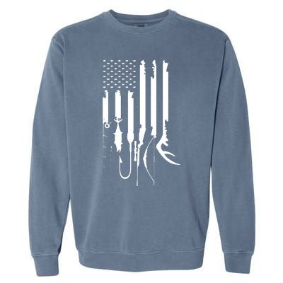 Hunting Fishing USA Flag American Themed Decor Garment-Dyed Sweatshirt