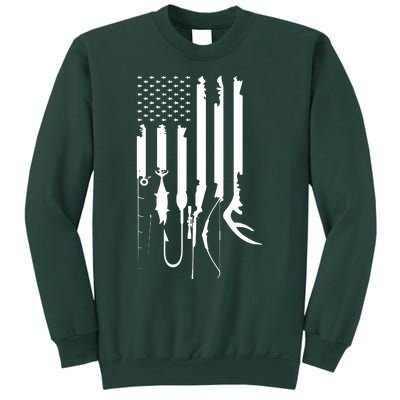 Hunting Fishing USA Flag American Themed Decor Sweatshirt