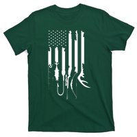 Hunting Fishing USA Flag American Themed Decor T-Shirt