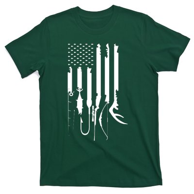 Hunting Fishing USA Flag American Themed Decor T-Shirt