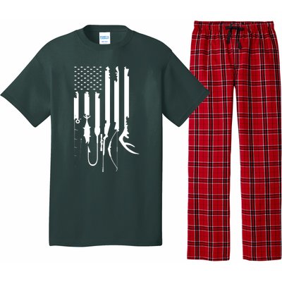 Hunting Fishing USA Flag American Themed Decor Pajama Set