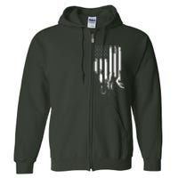 Hunting Fishing USA Flag American Themed Decor Full Zip Hoodie