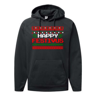 Happy Festivus Ugly Christmas Performance Fleece Hoodie