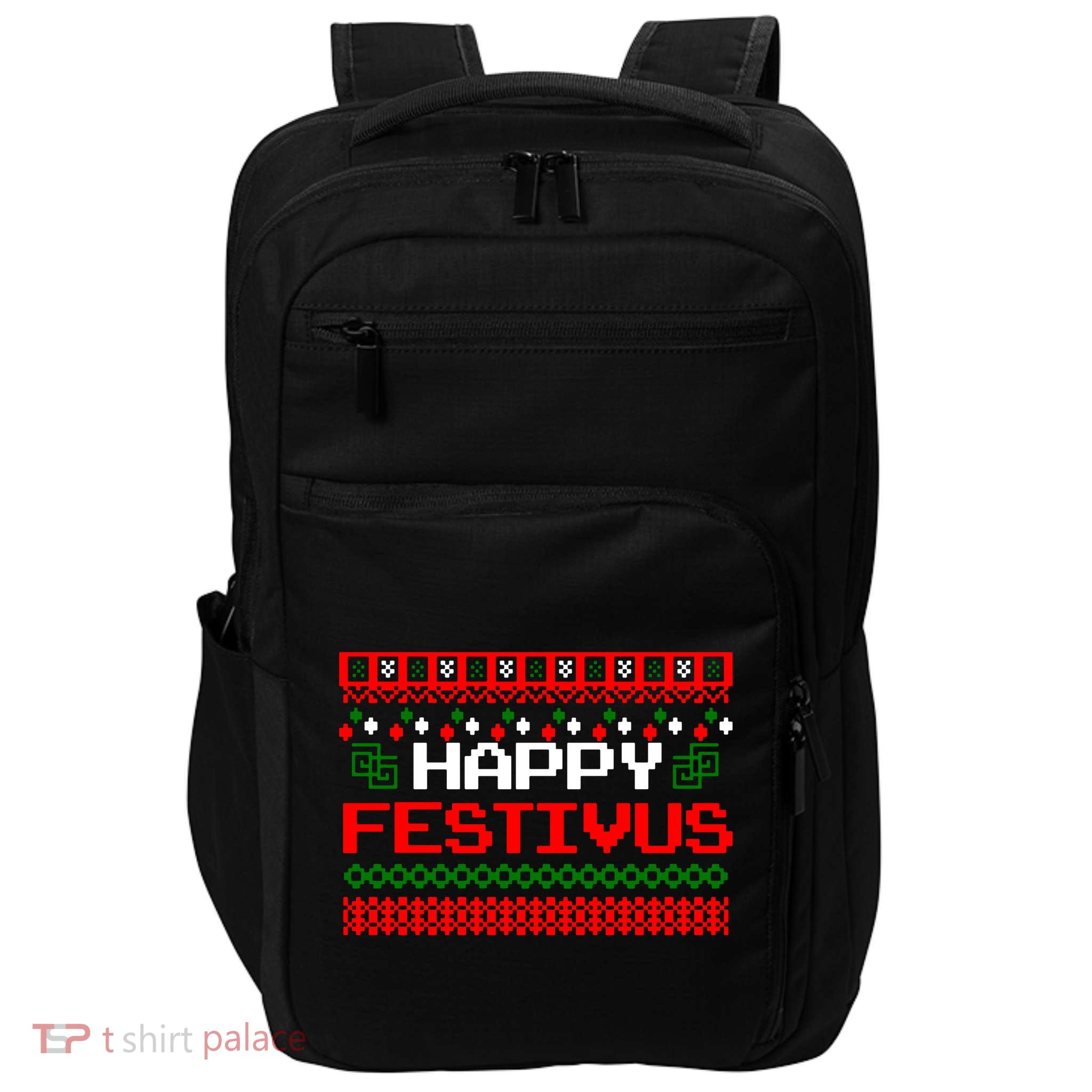 Happy Festivus Ugly Christmas Impact Tech Backpack