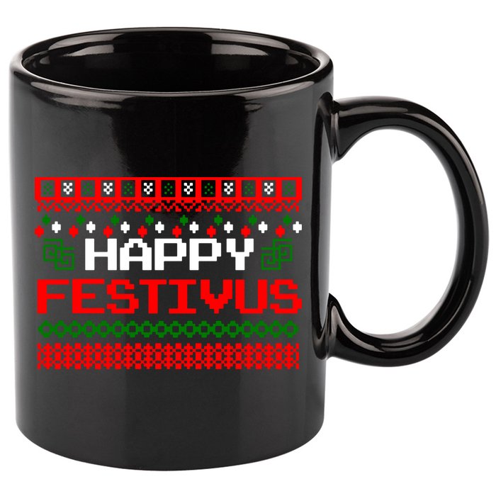 Happy Festivus Ugly Christmas 11oz C Handle Ceramic Mug