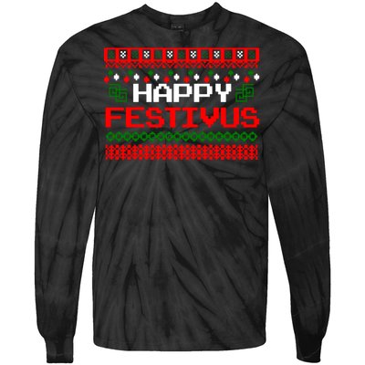 Happy Festivus Ugly Christmas Tie-Dye Long Sleeve Shirt