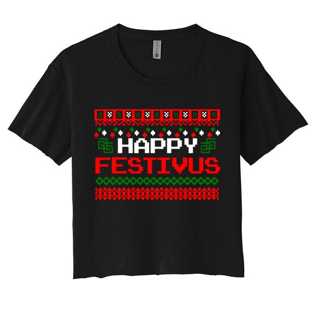 Happy Festivus Ugly Christmas Crop Top