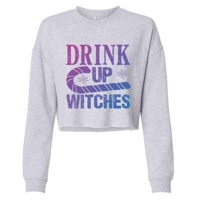 Halloween Funny Up Witches Gift Cropped Pullover Crew