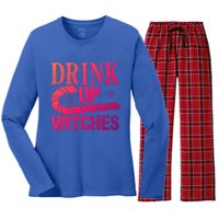 Halloween Funny Up Witches Gift Women's Long Sleeve Flannel Pajama Set 