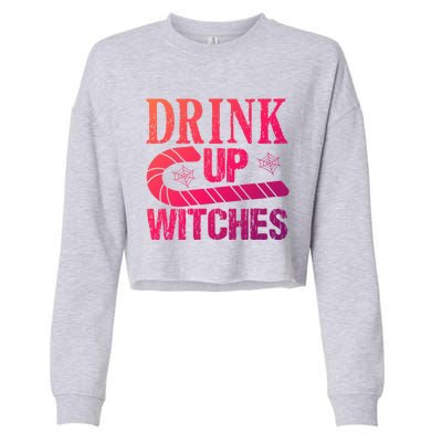 Halloween Funny Up Witches Gift Cropped Pullover Crew