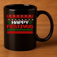 Happy Festivus Ugly Christmas 11oz C Handle Ceramic Mug