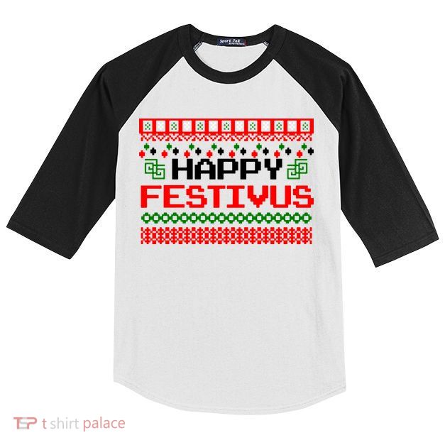 Happy Festivus Ugly Christmas Kids Colorblock Raglan Jersey