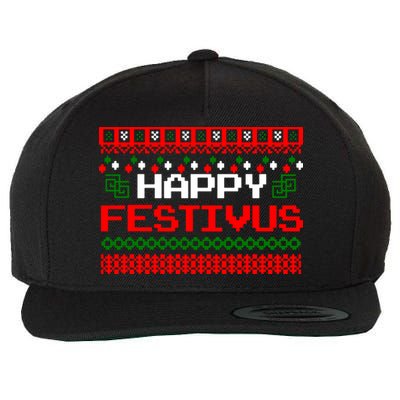 Happy Festivus Ugly Christmas Wool Snapback Cap