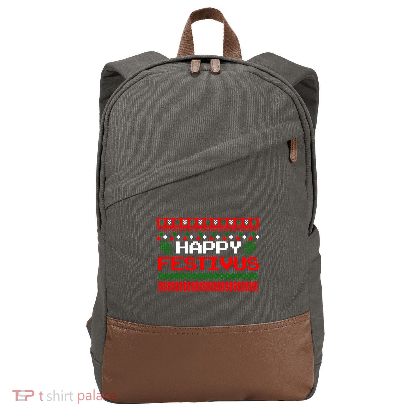 Happy Festivus Ugly Christmas Cotton Canvas Backpack