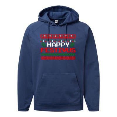 Happy Festivus Ugly Christmas Performance Fleece Hoodie