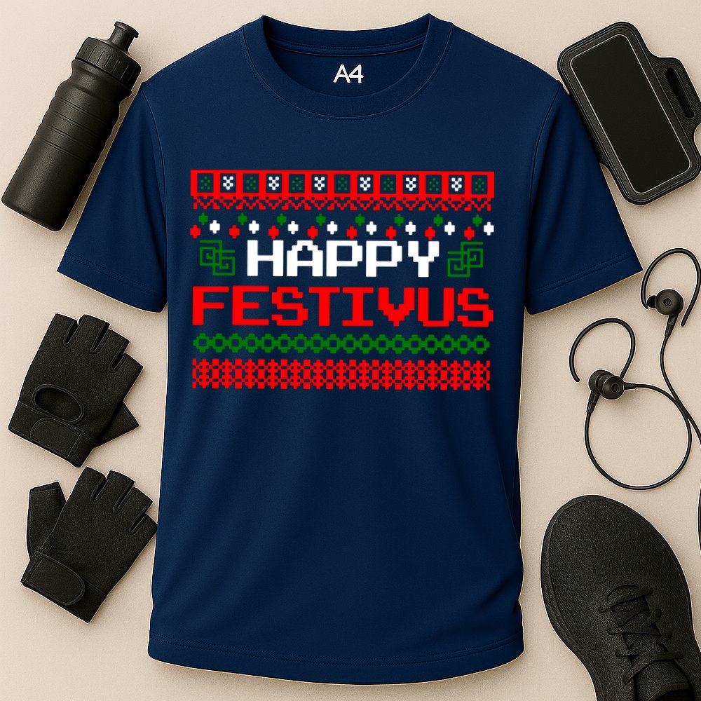 Happy Festivus Ugly Christmas Cooling Performance Crew T-Shirt