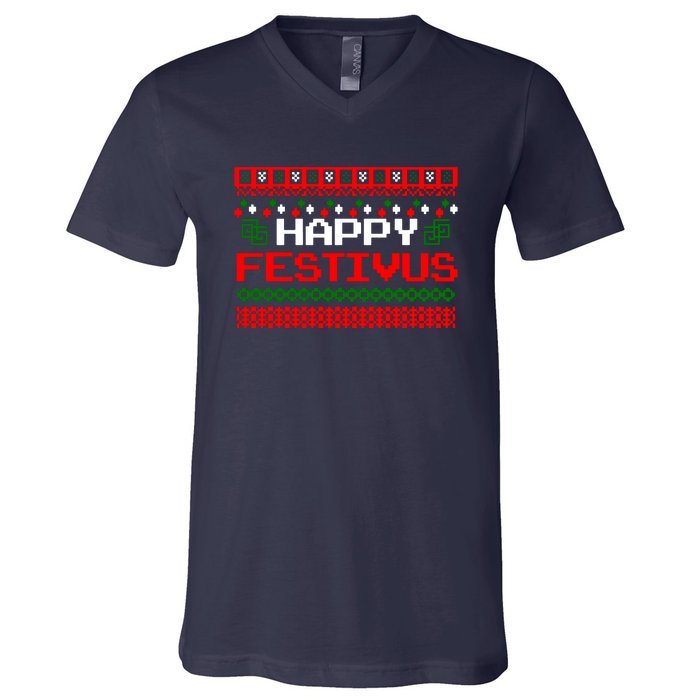 Happy Festivus Ugly Christmas V-Neck T-Shirt