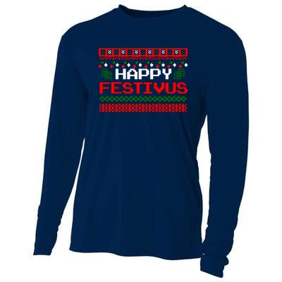 Happy Festivus Ugly Christmas Cooling Performance Long Sleeve Crew