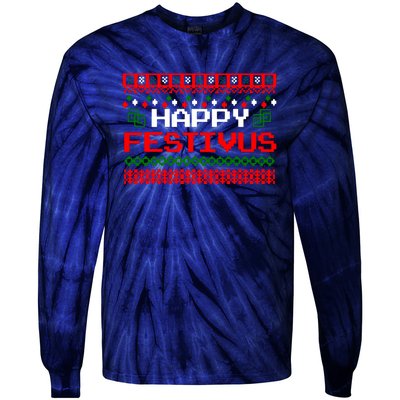 Happy Festivus Ugly Christmas Tie-Dye Long Sleeve Shirt